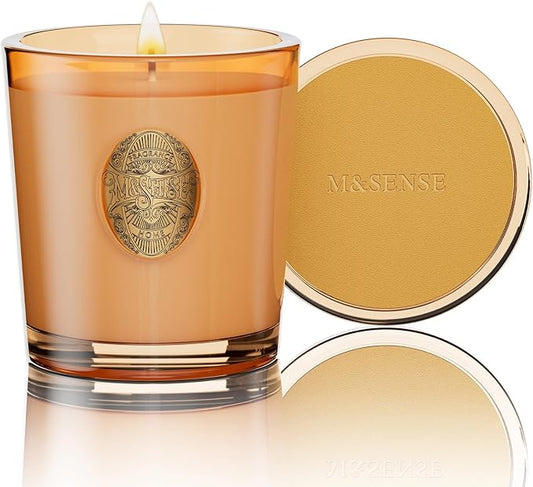M&SENSE Natural Soy Candle | Pumpkin Apple Pie & Orange | 9.2 oz, 50H Burn Time | Luxury Scented Candle for Relaxation, Gifting, Home Décor | Ideal for Bedroom, Office, Party Ambiance - Bloomnest