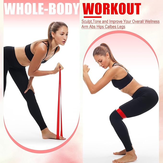Deekin 20 Pcs Resistance Bands Resistance Loop Exercise Bands Exercise Equipment Elastic Drap Ring for Women and Men Home Fitness, Gym, Yoga - Bloomnest