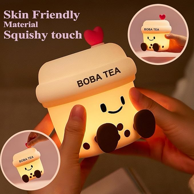 Boba Tea Night Light, Boba Gifts, Cute Silicone Bubble Tea Night Light, Kids' Bedroom Decor, Gift for Children, Teens, Adults, Perfect for Christmas & Birthdays (Boba Tea) - Bloomnest