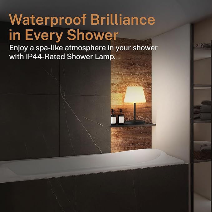 Cordless Lamp, 5000mAh Battery Operated Rechargeable Table Lamp with Power Bank, Touch Dimmable 3 Color Temperatures, IP44 Waterproof Shower Lamp for Kitchen, Bathroom, Indoor Or Outdoor Use 9.6in - Bloomnest