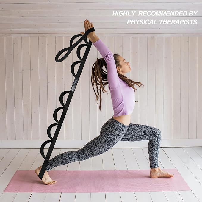 Premium Durable Stretch Straps with Loops, Stretching Strap for Physical Therapy, Multi-Loop Yoga Strap Fitness Exercise Strap for Yoga, Pilates, Dance, Flexibility&Exercise - Bloomnest