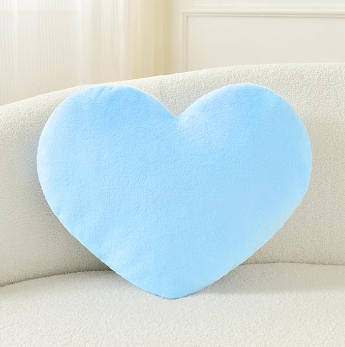 Petrella Heart Pillow Cute Fuzzy Pillows Throw Pillows for Bed Livingroom Home Decor Cushion Decorative Aesthetic Preppy Pillows Blue,Small 13"x10" - Bloomnest