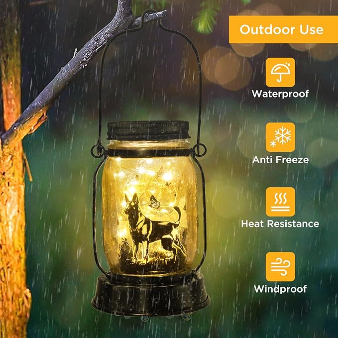 Belgian Malinois Dog Gifts for Women/Men Belgian Malinois Solar Lanterns Birthday Dog Lovers Lantern Pet Loss Dog Memorial Lights Solar Garden Decoration for Yard, Patio,Backyard,Porch Torches Light - Bloomnest