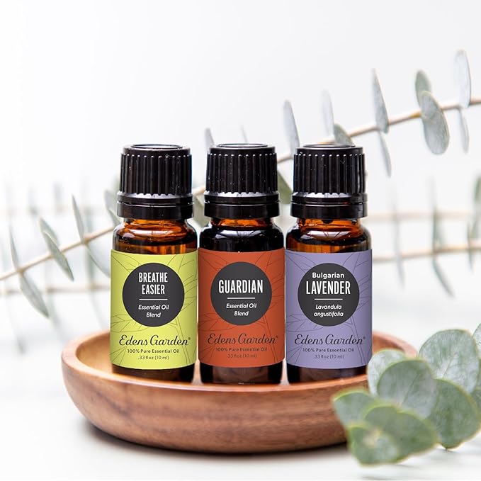 Edens Garden Essential Oils Well-Being 3 Set – 100% Pure Therapeutic Grade, Undiluted, Natural Aromatherapy for Skin, Diffusers & Home – Includes: Breathe Easier, Guardian & Lavender, 10 ml/ 3 Pack - Bloomnest
