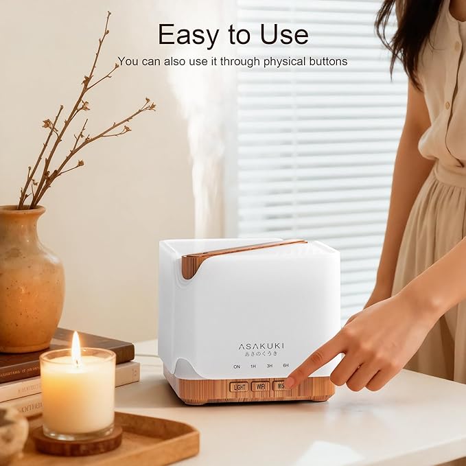 ASAKUKI Smart WiFi Essential Oil Diffuser, Large 700 ml Cool Mist Humidifier, Easy Connect with Alexa and Google Home, Phone App & Voice Control, Customized Schedule Timers and LED Light - Bloomnest