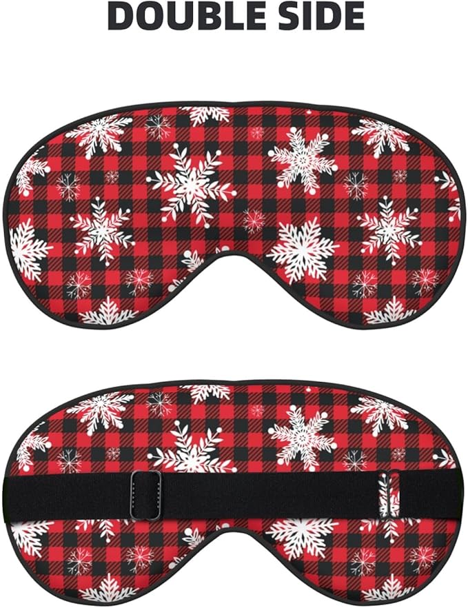 Christmas Sleeping Eye Mask Snowflakes on Buffalo Plaid Eye Mask for Sleeping Soft Comfort Eye Shade Blackout Eye Cover for Deep Rest Travel Nap Meditation - Bloomnest