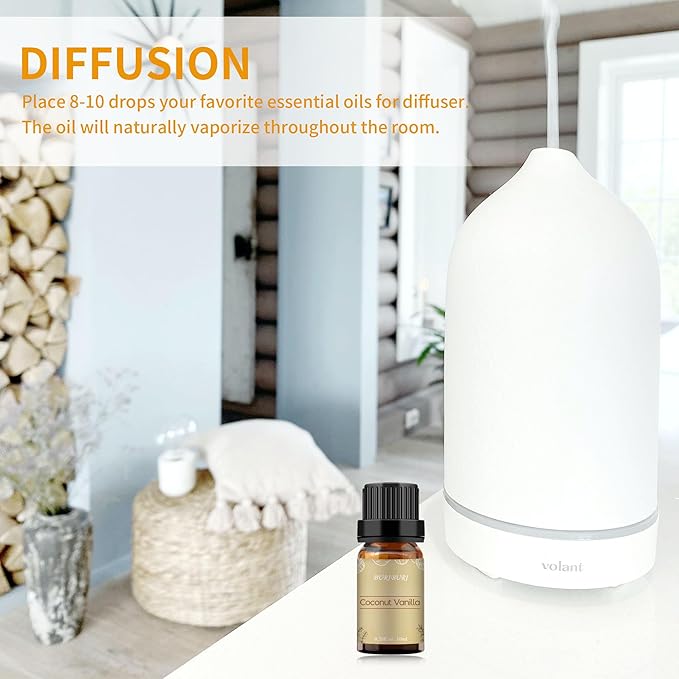 BURIBURI Coconut Vanilla Essential Oil, 10ml Premium Grade Scented Oil Coconut Vanilla Fragrance Oil for Diffuser, Massage, Candle, Soap Making - Bloomnest