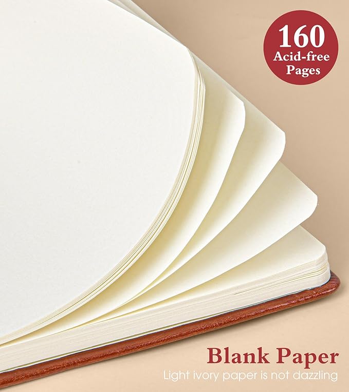 Blank Journal Notebook for Women Men,160 Pages,A5 Hardcover Sketchbook for Drawing, Sketch book, Unlined Notebooks for School,Work, Note Taking,Travel Journals for Writing 5.8"x8.5" (Brown) - Bloomnest