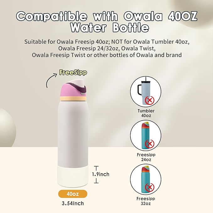 2PCS Silicone Water Bottle Boot, Compatible with Owala 24oz 32oz 40oz, Protective Anti-Scratch & Anti-Dent No Noise Sleeve Cover for FreeSip/Twist/Flip Water Bottles (Daybreak, 40oz) BKBY