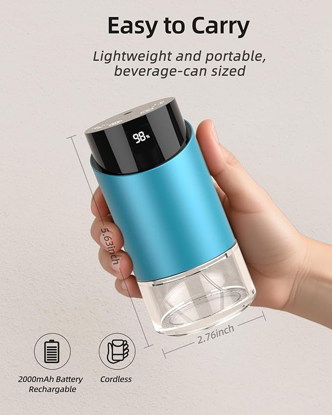 Waterless Essential Oil Diffuser Aromatherapy Scent Diffusers for Home Large Room, Car, Office, Desk, Mini Battery Operated Cordless Air Freshener, 4 Timers & 3 Mist Levels, 100ml Capacity (Blue) - Bloomnest