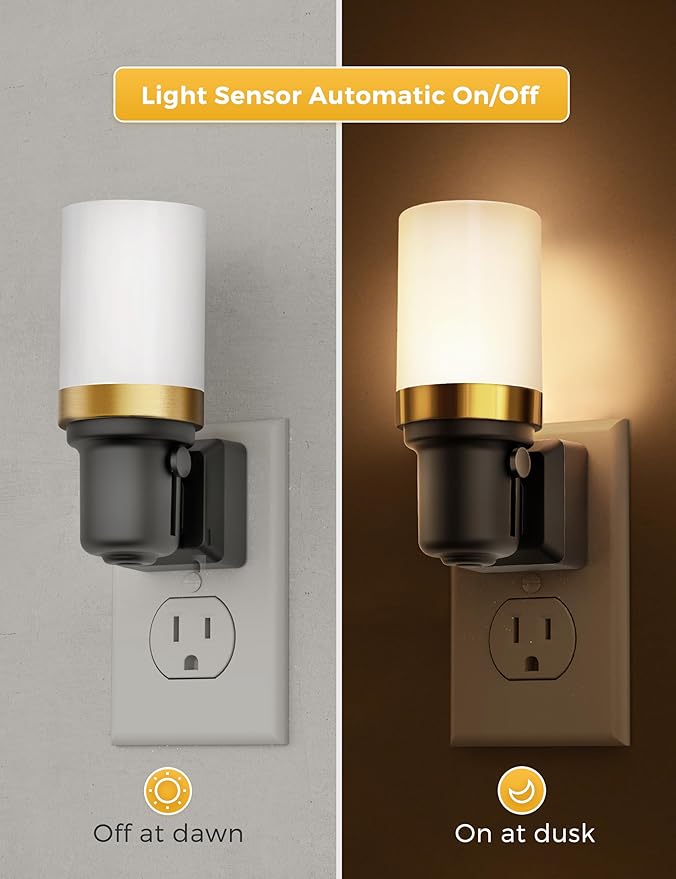 L LOHAS LED Night Lights Plug into Wall, Dimmable Night Light with Auto On/Off Sensor, 3000K Warm White, 0-100LM Adjustable Brightness, Ideal for Bathroom Night Light, 2 Pack - Bloomnest