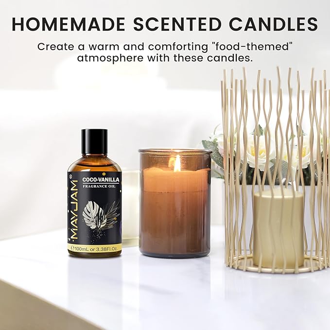 Coco-Vanilla Fragrance Oil Essential Oil, MAYJAM 3.38FL.OZ Coconut Vanilla Oil for Diffusers for Home, Long Lasting Scented Oils for Soap Candle Making - 100ML MAYJAM