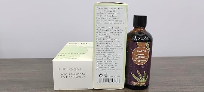 PHATOIL 3.38FL.OZ Sweet Tobacco Fragrance Oils for Aromatherapy, Essential Oils for Diffusers for Home, Perfect for Diffuser, DIY Candle and Soap Making, DIY Scented Products - 100ml - Bloomnest