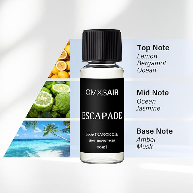 Luxury Hotel Scent Escapade Oil Diffuser Refill Kit | Long Lasting Essential Oil for Large Room,HVAC & Car Waterless Fragrance Diffusers| Nanotech Formula| Spa Calming Aromatherapy Oil (20ml/0.7FL oz) - Bloomnest