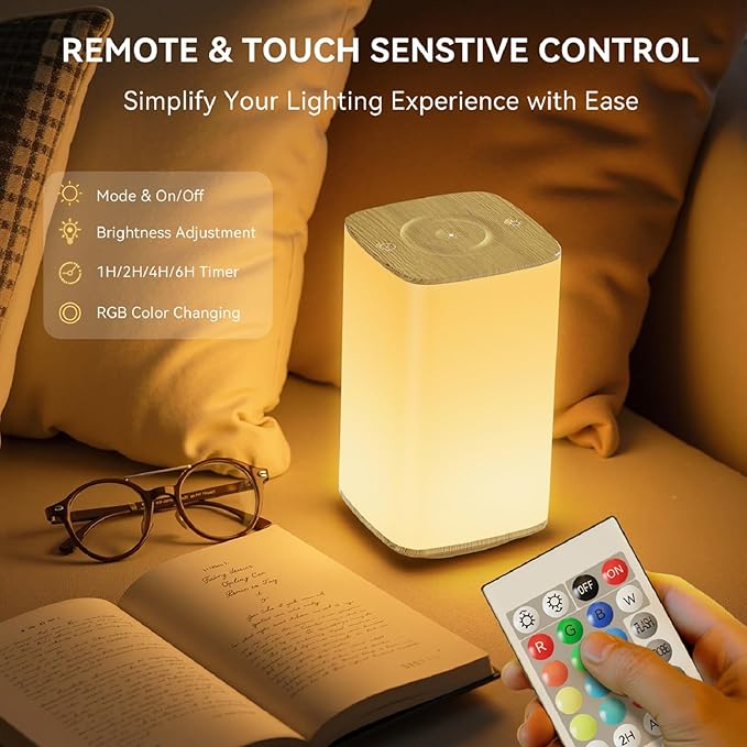 Auxmir Nursery Night Light for Kids, Touch Dimmable Night Lamp with 256 RGB Color Changing for Baby Adult, Breastfeeding, Sleep Aid, 4000mAh Rechargeable Bedside Table Lamp with Timer, Soft Eye Caring - Bloomnest