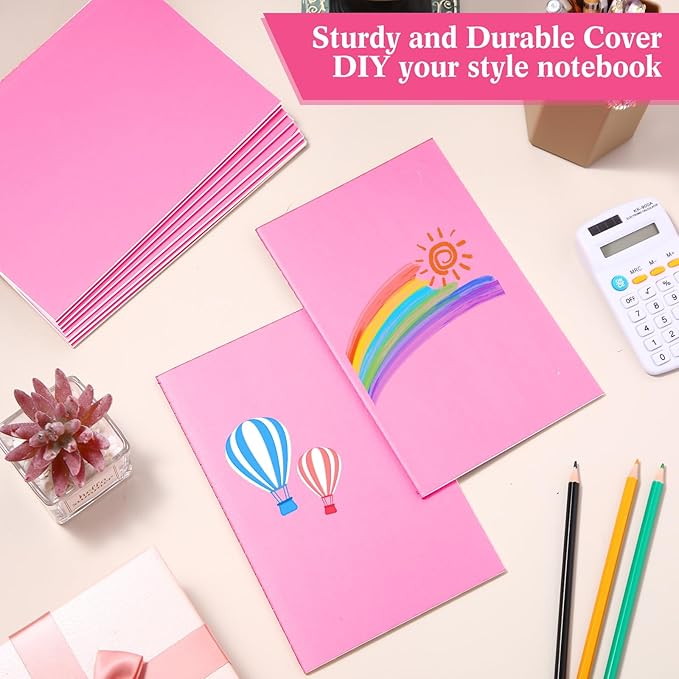 Mimorou 100 Pcs Journals Notebooks Bulk - Kraft Softcover A5 Small Notebooks 5.5 Inch x 8.3 Inch Notepads with 60 Page 30 Sheet for Writing Sketch Travel Office Supplies(Pink,Lined) - Bloomnest