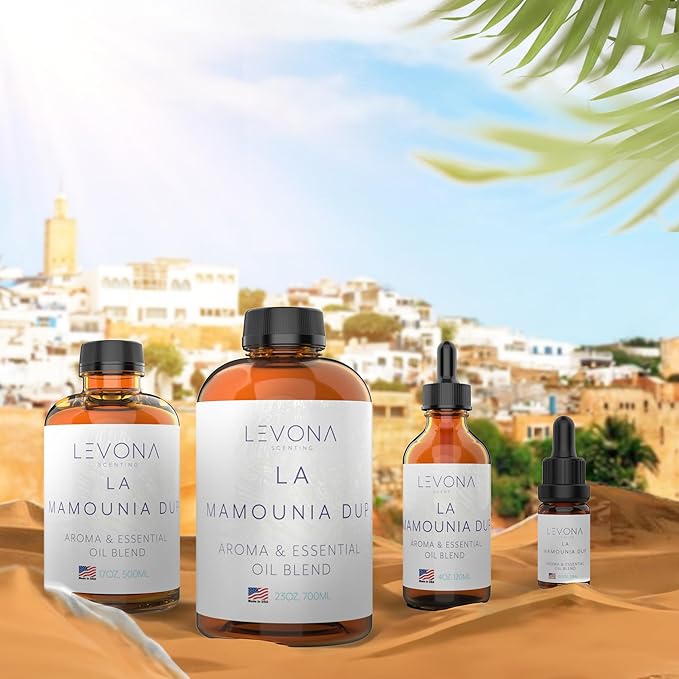 Levona Scent Essential Oil - Fresh Aroma for Home, Office, Hotel & Spa, Perfect in Humidifiers and Diffusers, Luxury Fragrance, with Citrus, Rosewood, Amber Notes - 500ml/ 17 fl oz, La Mamounia Dup LEVONASCENT