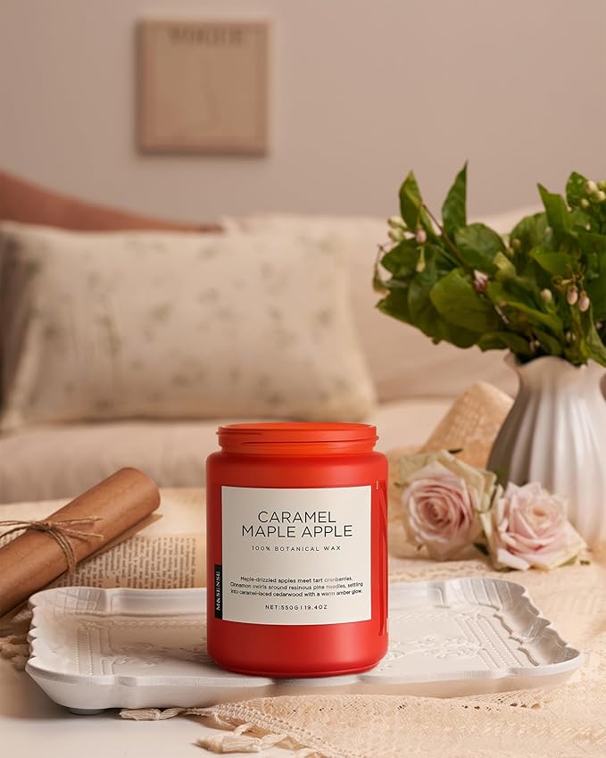 M&SENSE Caramel Apple Pie Candles for Home Scented, Natural Soy Wax 19.4oz Long Lasting 110 Hours Clean Non Toxic Large 2 Wick Candle Gifts for Thanksgiving Housewarming - Bloomnest
