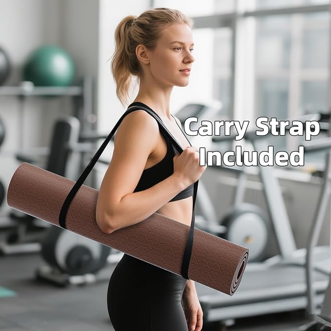 ILILI Yoga Mat, 72x25×0.3 Inch, Non-Slip, TPE Exercise Mat, Tear-Resistant, Fitness Yoga Mat with Carrying Strap, Ideal for Yoga, Pilates, Home Workouts, Stretching & All Fitness Routines
