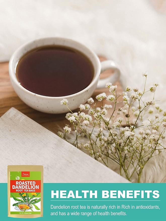 TeeLux Roasted Dandelion Root Tea Bags, Premium Natural Dandelion Root Herbal Tea, Caffeine Free, 50 Tea Bags - Bloomnest