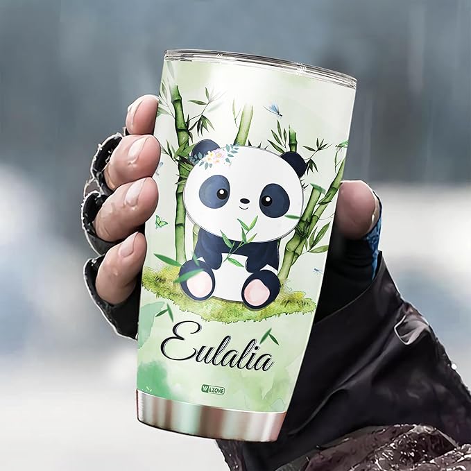WAZONE Personalized Panda Coffee Tumbler Custom Name Double Wall Vacuum Stainless Steel Insulated Cup With Lid 20oz 30oz Travel Mug Birthday Christmas Gifts Cute For Kids Girls Animal Lovers - Bloomnest