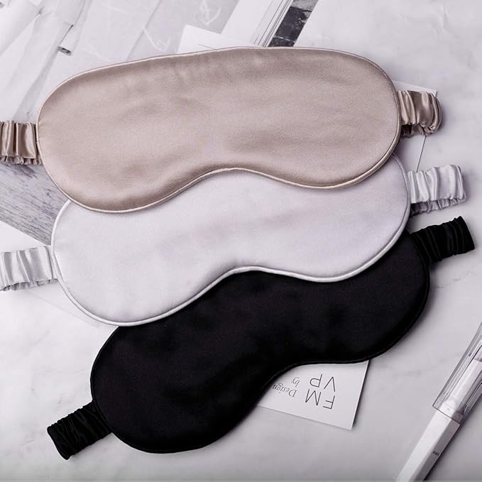 Silk Sleep Mask Light Blocking Luxury 100% Mulberry 19mm Silk Eye Mask Eye Cover Blindfold Ultra Soft Light & Comfy Anti Aging Skin Care with Travel Bag Gift Package - Bloomnest