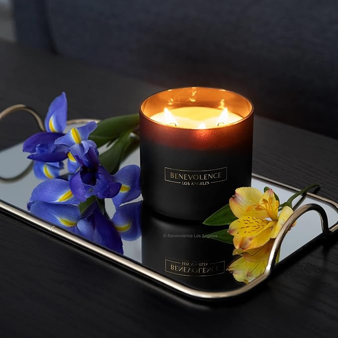 Benevolence LA 3 Wick Candle, Bergamot & Jasmine Large Christmas Scented Candles | Soy Candles | Holiday Candle Gifts for Women and Men | Home Fragrance | Aromatherapy | 14.5 Oz, 45 Hour Burn - Bloomnest