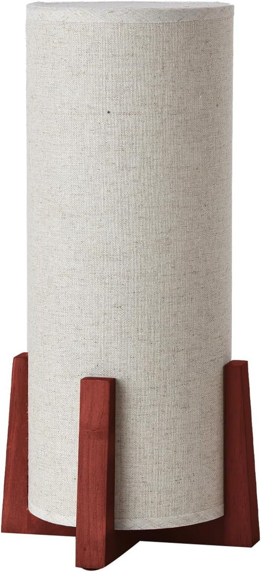 KUNJOULAM Modern Small Table Lamps, Nightstand Lamp with Linen Fabric Shade, 13.9" Cylinder Bedside Table Lamp for Bedroom, Cafe, Living Room Home Decor - Bloomnest