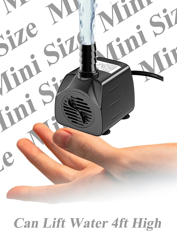 alizzy 150GPH Small Submersible Water Pump(570L/H, 10w), Ultra Quiet Water Fountain Pump with 4ft. High Lift and 6ft. power cord for Aquarium, Fish Tank, Water Feature, Pet Fountain and Hydroponics - Bloomnest