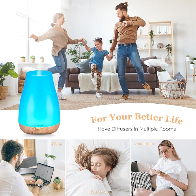 Aromatherapy Essential Oil Diffuser for Room: Air Humidifier Aroma Scent Cool Mist Diffusers Colorful Light Cute Mini Small Waterless Auto Off Ultrasonic for Home Bedroom - Bloomnest