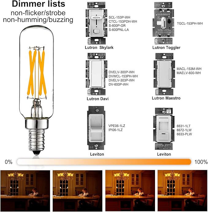 LiteHistory LED Bulb Dimmable 6W Equal Warm White 2700K T6 T25 E12 Candelabra Bulb 60 watt for Chandeliers,Ceiling Fan,Pendant,Wall sconces AC120V 600LM e12 Light Bulb 6Pack - Bloomnest