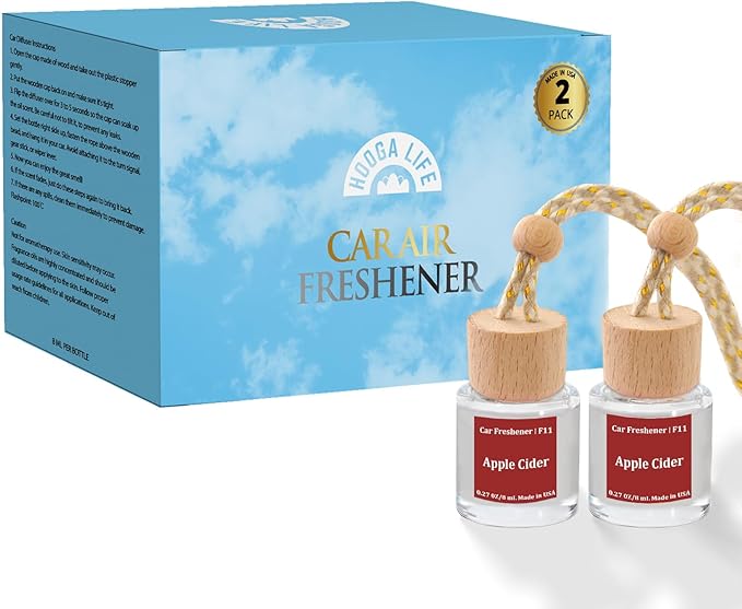 HoogaLife Car Air Freshener Diffuser 2 Pack Hanging Air Freshener Diffuser - Apple Cider Fragrance Oil Air D iffuser for Car, 45+ days Long Lasting Fragrance Made in USA （F11） - Bloomnest