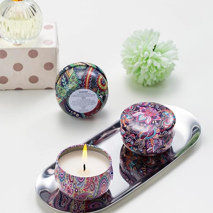 Hausware 3 Pack Scented Candles, 2.5 oz Aromatherapy Candles with Floral Scents,Soy Candles Set with 72H Burning Time,Ideal Gift for Women (Lavender+Vanilla+Rose) - Bloomnest