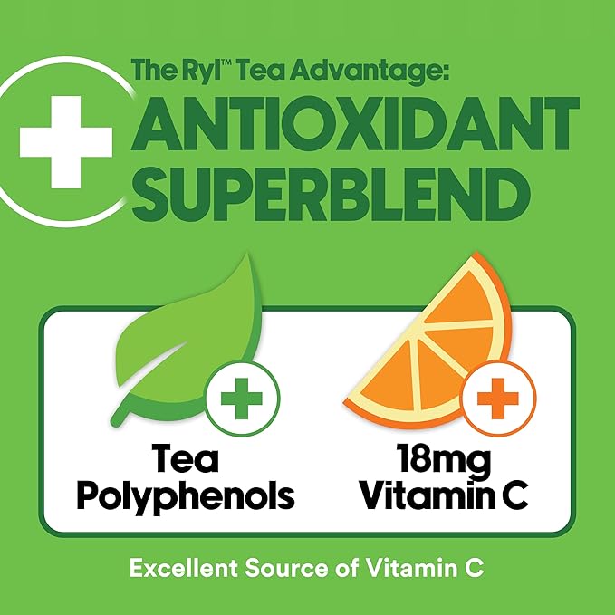 Ryl Iced Tea, Green, Antioxidant Superblend, Zero Sugar, Low Carb, Zero Calorie Iced Tea, 16.0 Fl Oz (12-Pack) - Bloomnest