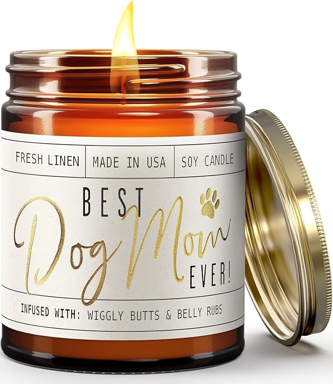 Dog Mom Gifts for Women, Dog Lovers Gifts for Women - 'Best Dog Mom Ever' Soy Candle, w/Vanilla, Coconut & Citrus I Gifts for Dog Lovers I Dog Gifts for Women I Reusable Jar, 50Hr Burn,Made in USA - Bloomnest