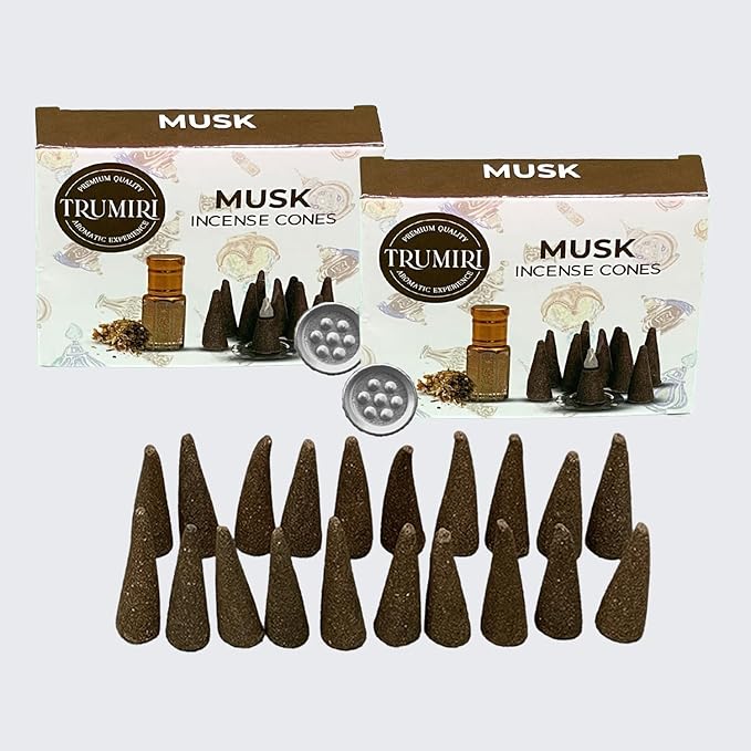 TRUMIRI Musk Incense Cones - Total 20 Cone Incense - Dual Pack of 10 Insence Cones - Incense Cones Scented - Cone Incense Scents - Insense Cones - Incent Cone TRUMIRI