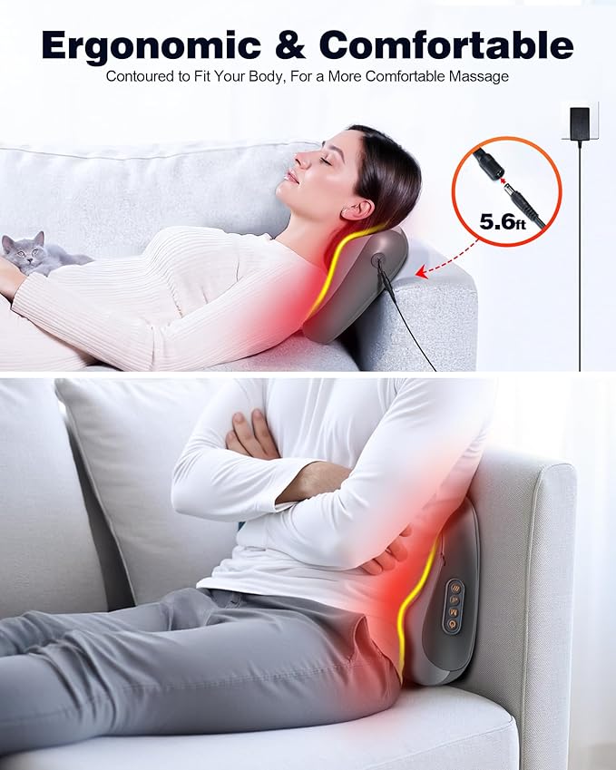 Shiatsu Back and Neck Massager with Heat – Deep Kneading Massage Pillow for Relaxation – Corded Design for Full Body Use - for Loved Ones - Bloomnest