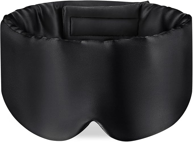 Zenssia 100% Mulberry Silk Sleep Mask Eye Mask for Man and Woman with Adjustable Headband, Full Size Large Sleep Mask & Blindfold for Total Blackout for All Night Sleep, Travel & Nap- Black - Bloomnest