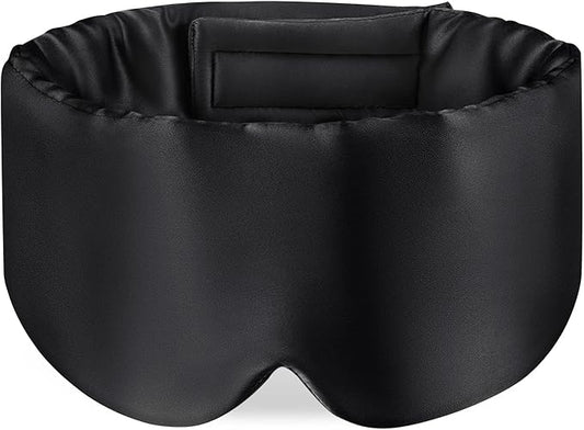 Zenssia 100% Mulberry Silk Sleep Mask Eye Mask for Man and Woman with Adjustable Headband, Full Size Large Sleep Mask & Blindfold for Total Blackout for All Night Sleep, Travel & Nap- Black - Bloomnest