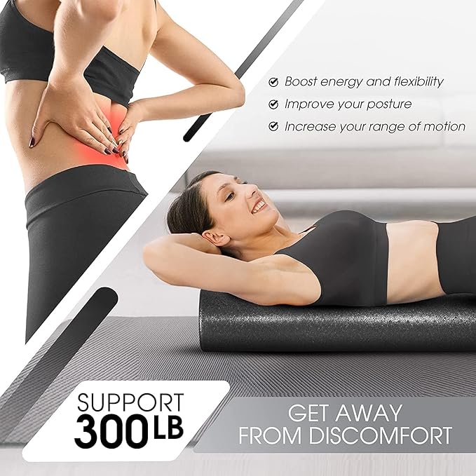 Yes4All High-Density EPP Round Back Roller Foam, Exercise Foam Roller for Yoga, Pilates & Stretching - 12, 18, 24, 36 inch - Bloomnest