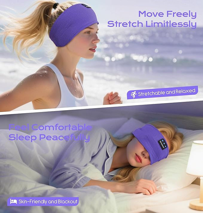 ink-topoint Sleep Headphones Bluetooth 5.4 Headband, 2 in 1 Sleep Mask with Bluetooth Headphones, Wireless Headband Earphones with Ultra-Thin HD Stereo Speaker, Music Headband for Running Workout Yoga - Bloomnest