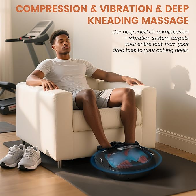 CILI Shiatsu Foot Massager Machine with Heat,Electric Heated Feet Massager for Plantar Fasciitis, 3 Kneading & 3 Compression,Up to Size 13, Gifts for Dad Men - Bloomnest