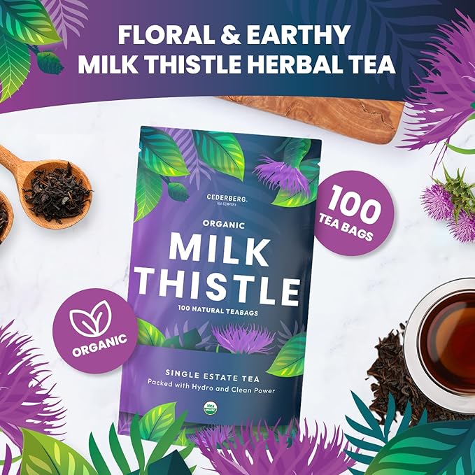 Organic Milk Thistle Tea-100 Tea Bags | Organic Herbal Tea From Single Origin | Eco-Friendly Tea Bags | Non-GMO Caffeine Free Tea With Zero Sugar | Cederberg Tea Company - Bloomnest