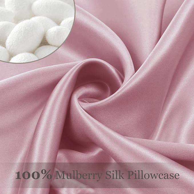 Adubor 100% Silk Pillowcase - Mulberry Silk Pillow Cases, 23 Momme 6A Grade Fibers, Silk Pillow Case for Hair and Skin Health, with Hidden Zipper (King 20''×36'', Medium Pink, 1PC) - Bloomnest