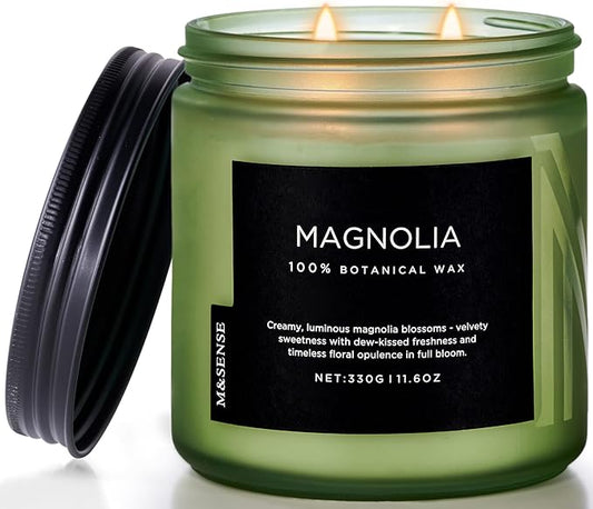M&SENSE Magnolia Jasmine Spring Scented Candle, 11.6oz 70 Hours Long Lasting Clean Non Toxic All Natural Soy Wax Candle for Relaxing & Stress Relief, 2 Wick Romantic Fragrance Gifts for Home Decor - Bloomnest