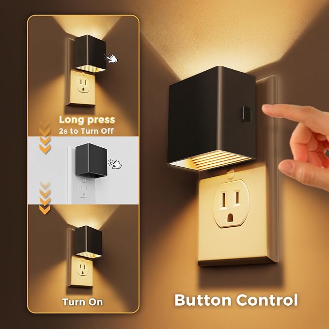 L LOHAS LED Night Light,[2-Pack] Night Lights Plug into Wall with Dusk to Dawn Sensor,Brightness Adjustable,3000K Soft White,Plug in Nightlight for Adults Bathroom Hallway Kitchen - Bloomnest