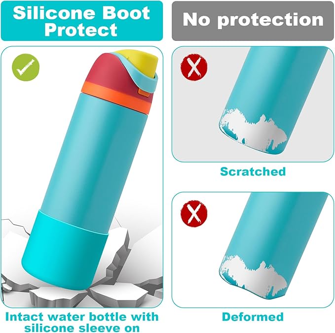 2PCS Silicone Water Bottle Boot for Owala 24oz 32oz 40oz, Anti-Slip Protective Sleeve Bottom Bumper Protector for FreeSip, Twist, and Flip Stainless Steel Water Bottles Alwenid