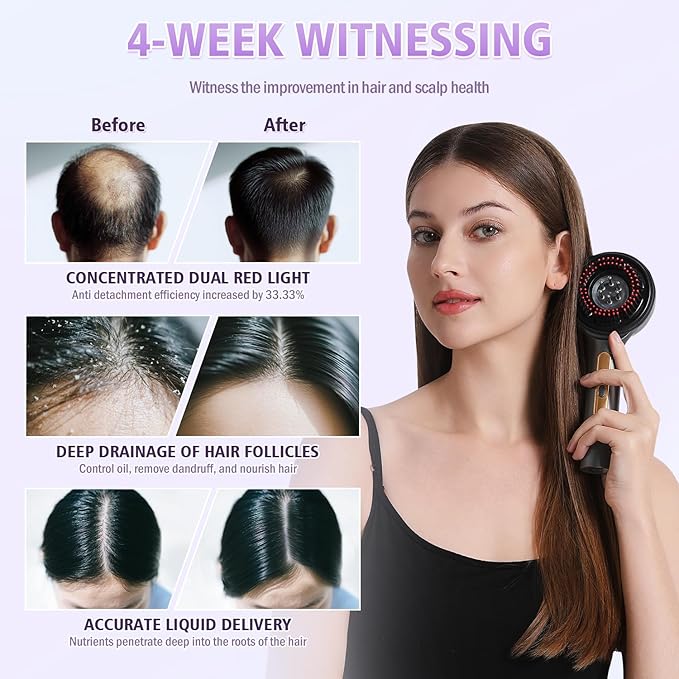 Electric Scalp Massager, 3-in-1 Hair Oil Applicator & Cordless Electric Head Massager, IPX7 Waterproof, Portable Scalp Brush for Home & Travel, Grey Bloomnest