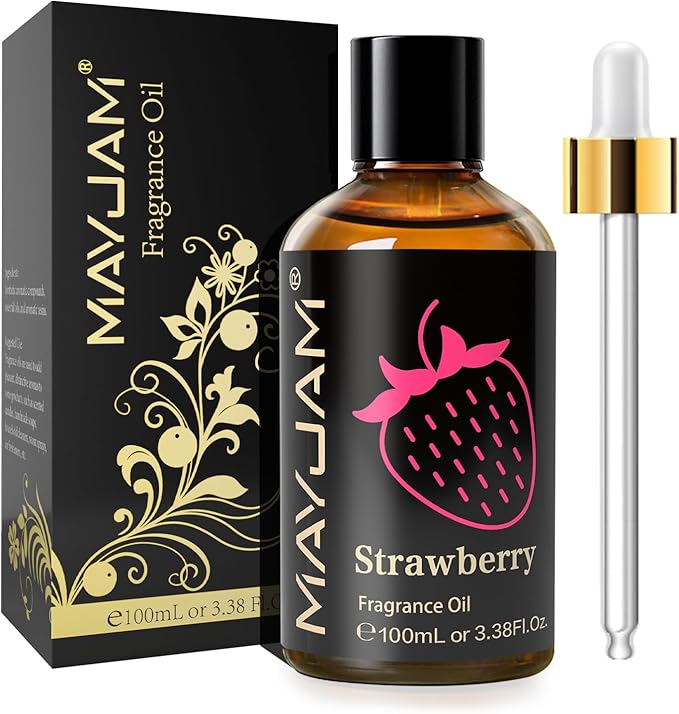 MAYJAM 100ML/3.38FL.OZ Strawberry Fragrance Oils with Glass Dropper, Essential Oils for Diffusers for Home, Long Lasting Scented Oils for Diffusers Soap Candle Making - Bloomnest