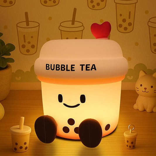 Attivolife Bubble Tea Night Light, Cute Boba Tea Nursery Silicone Lamp, Rechargeable Protable for Bedroom Home Table Decor Light with Dimmable & Timer, Christmas Birthday Gift for Kid Children Toddler - Bloomnest
